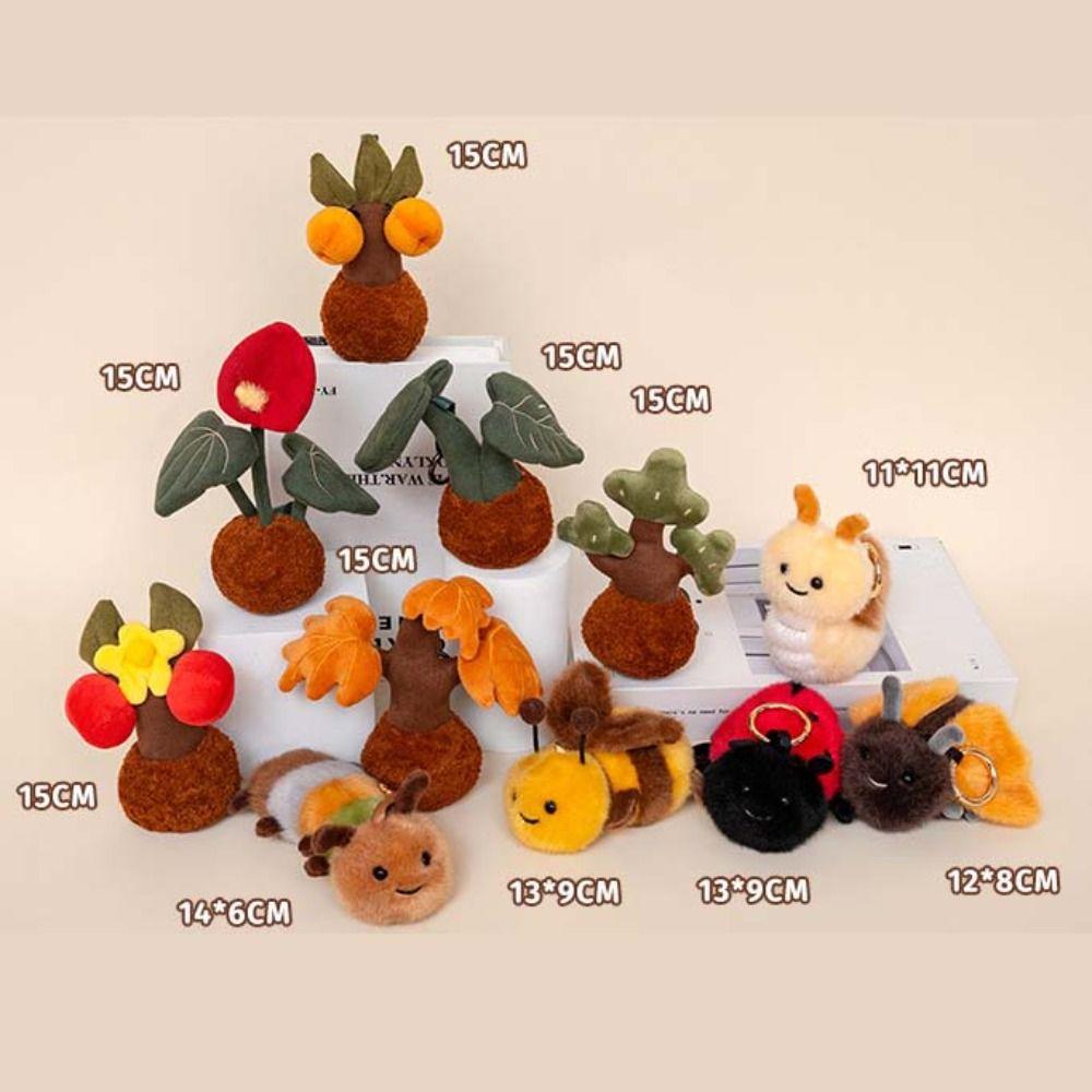 Soft Funny Keyring Cotton Animal Bag Pendant Lightweight Insect Series Plush Keychain  Kid