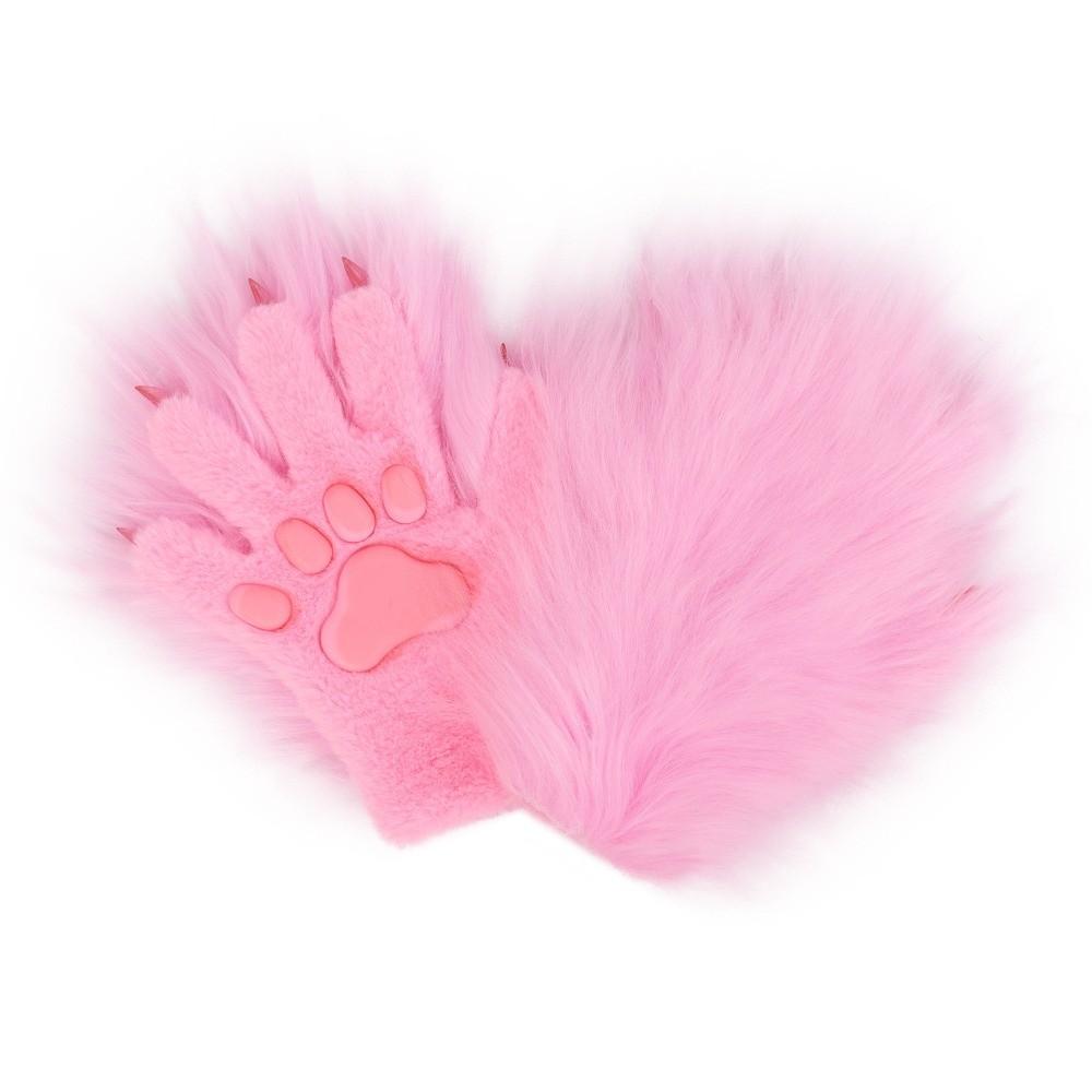 Cartoon Lange Haare Pfoten Handschuhe Silikon Weiches Polster Pelzig Fursuit Kigurumi Handschuhe Cosplay Kostüm