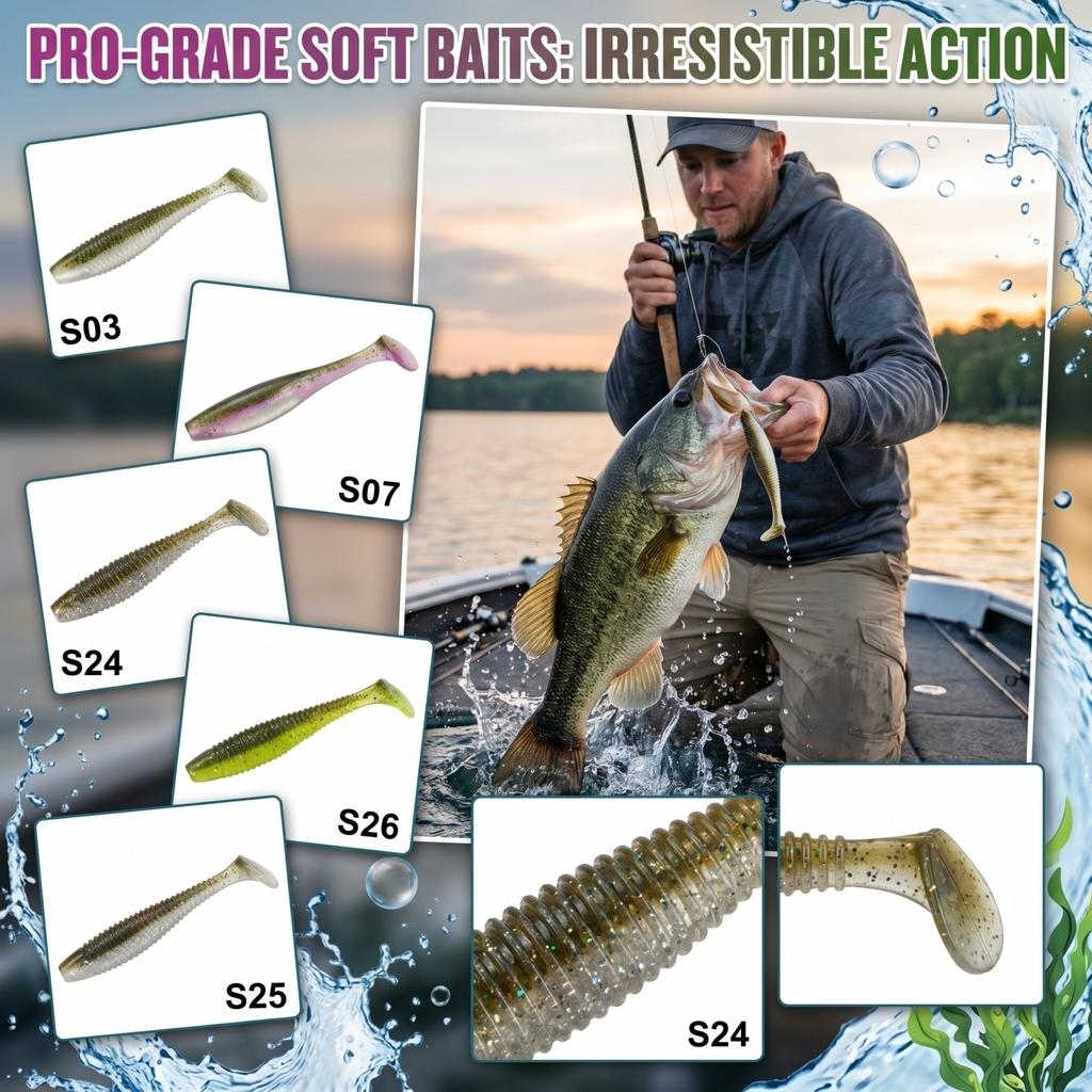 Reverse Thread T-Tail Soft with Head Fishing for Bass