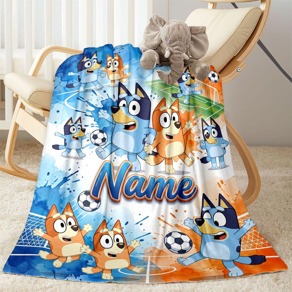 Bluey Scores Again! Customize Text Blanket Multi-purpose Personalized Blanket Ultra-Soft Great for Office Picnics Seaside Sofa Four Seasons Universal