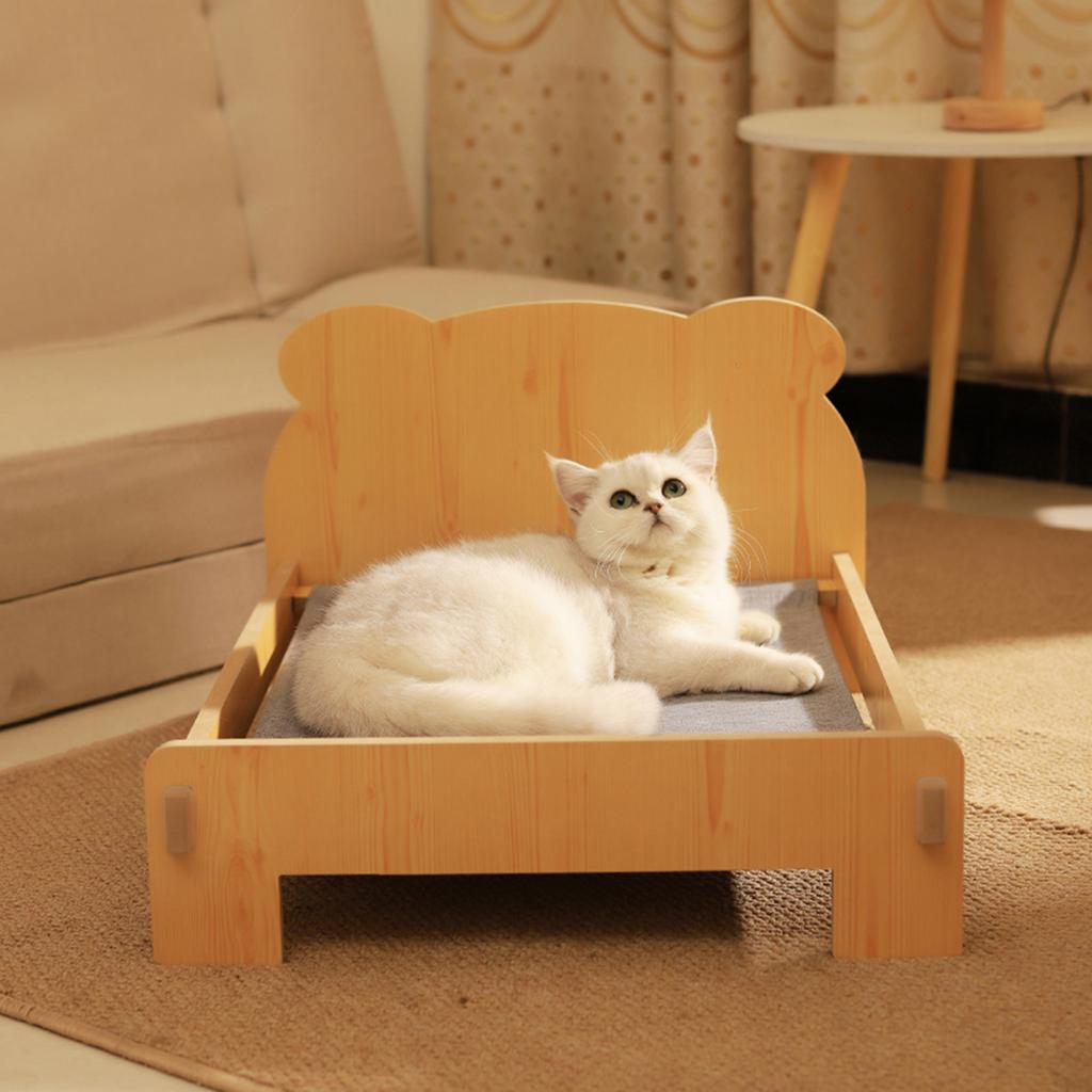 Wooden Pet Bed Cat Litter Dog Bed Four Season Universal Landing Kitten Wooden Removable Washable Teddy Cot House Accessories