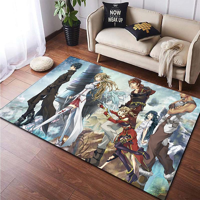 Hot Anime SAO Sword Art Online Modern House Living Room Floor Matte Bedroom Carpet Poster Mat Pattern Decorative Square Rug Gift