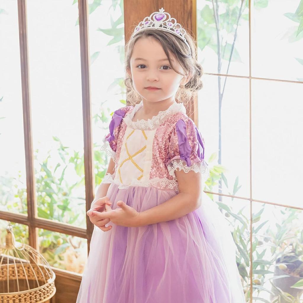 [monoii] Rapunzel Dress, Cosplay, Kids' Princess Costume, Halloween Costume for Girls (120cm, Type A) D208