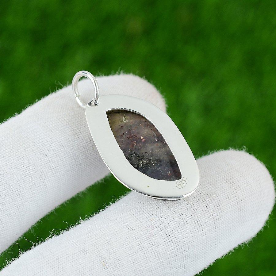 Wedding Gift For Her 925 Silver Natural Iolite Sunstone Gemstone Pendant