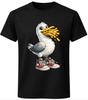 Funny Seagull Eating Fries Cartoon Graphic T-Shirt Foodie Unisex Tee Gildan 5000