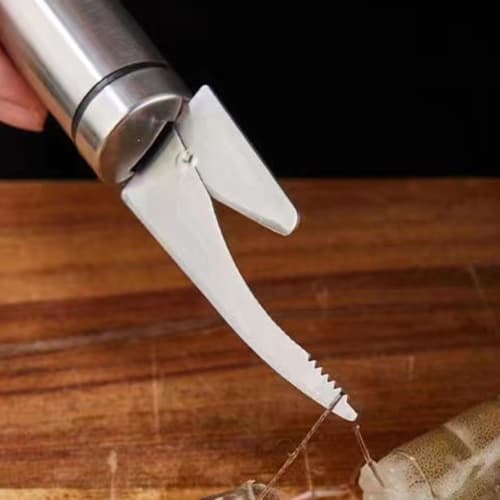 S-DEAL Shrimp Deveining Tool, Fish Scale Cutter, Food-Grade Stainless Steel Shrimp Peeler - Effective Seafood Tool with Double Heads, Shrimp Cleaning