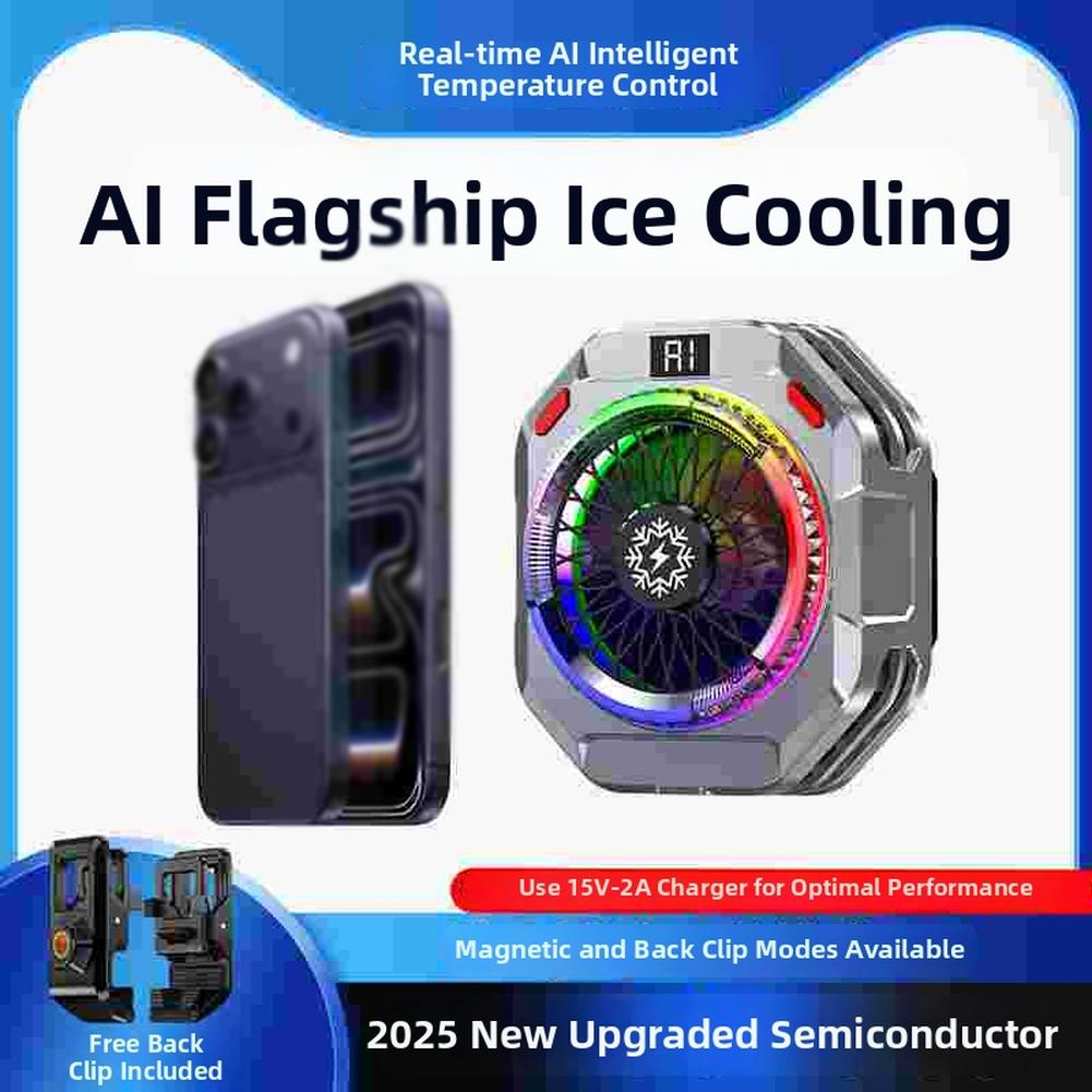 TH28-Pro Magnetic Phone Cooler Fast Heat Dissipator With Adjustable RGB Light 30W AI Cooling Phone Back Clip Radiator