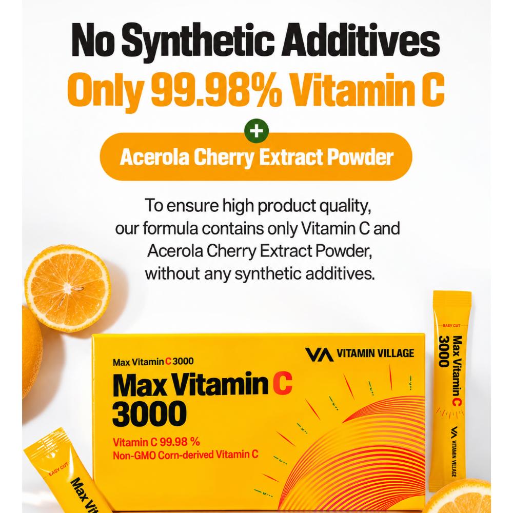 [vitamin village] Max Vitamin C 3000 Powder, 90 packets, 3 months supply / Korean Vitamin C Powder