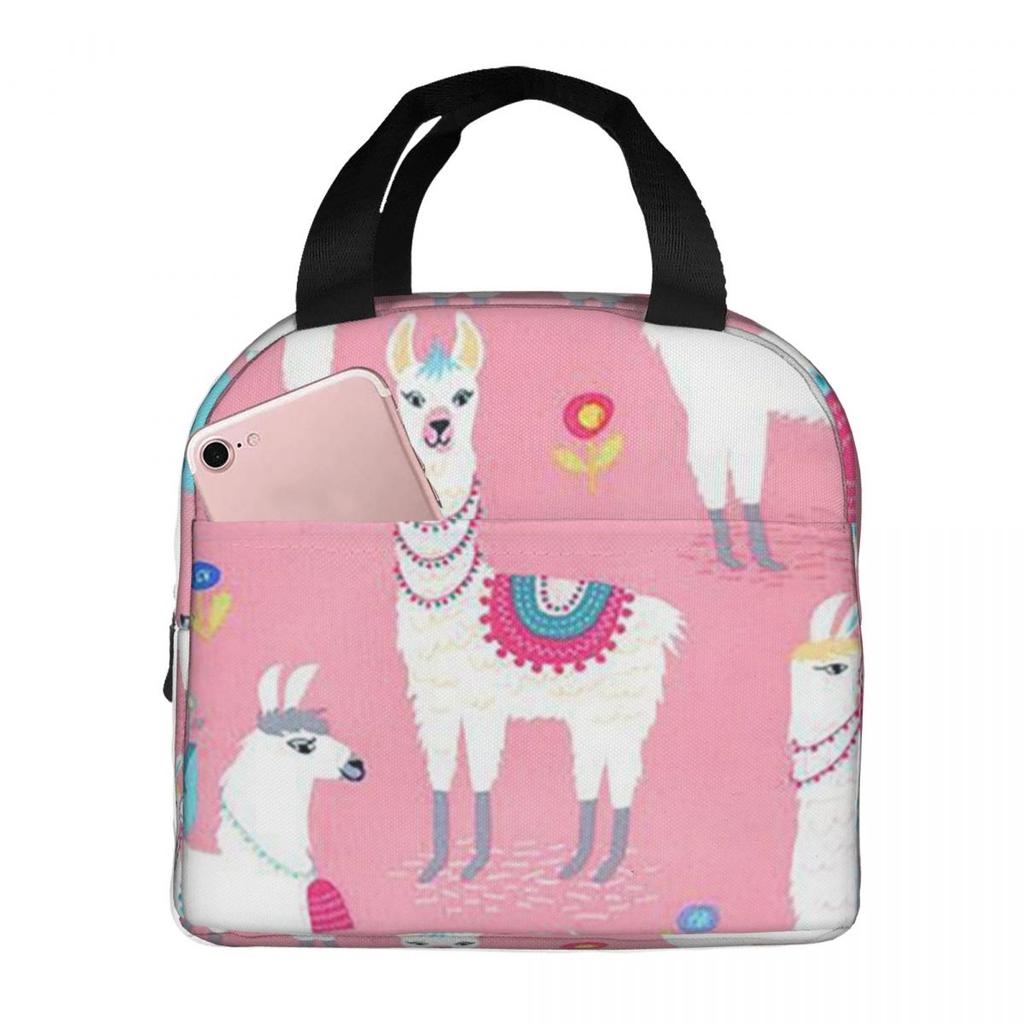 Alpaca Cartoon Patroon Geïsoleerde Lunchtas voor Kinderen School Koeltas Thermische Voedseldoos Draagbare Lunchboxen Container