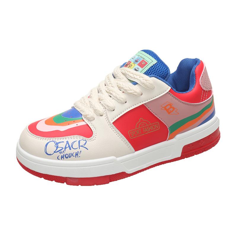 

Student board shoes ins tide 2025 autumn new casual shoes foreign trade rainbow mandarin duck color matching platform women s shoes sports 35