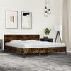 Bed Frame in Smoked Oak Finish 200x200 cm Made of Wood Based Material and Metal