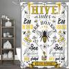 Yellow and Black Bee Quotes Shower Curtain, Vintage Rustic Inspirational Motivational Quotes Vintage Floral Flowers Honeycomb Ba