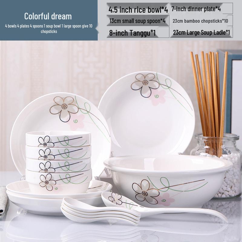 2026 Stylish 8-Piece Dinnerware Set: Plates, Bowls & Chopsticks for Student Dorms