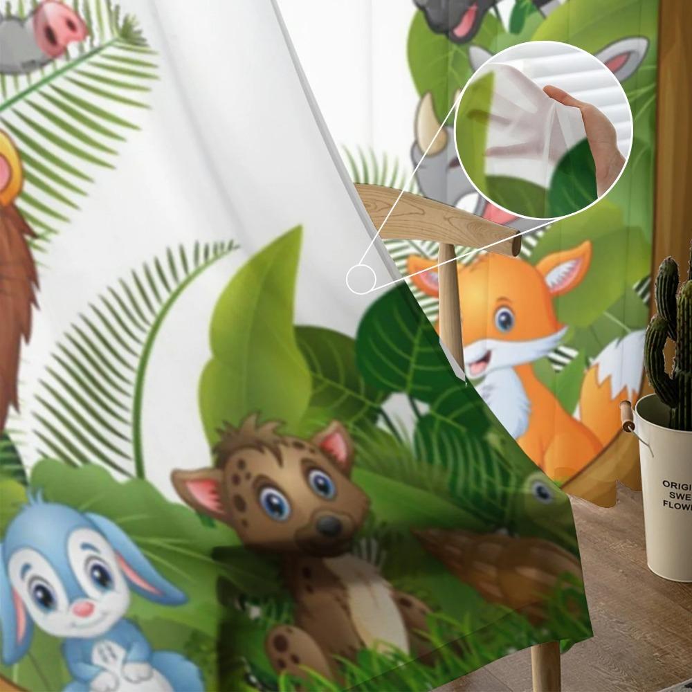 Jungle Cartoon Animal Lion Zebra Sheer Drapes for Living Room Child Bedroom Curtains Kitchen Window Treatments Panel