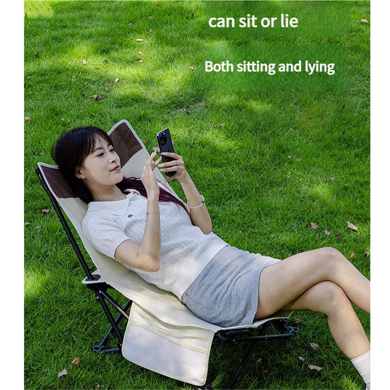 Adjustable Recliner Portable Camping Chair Outdoor Beach Fishing Chair Steel Frame Lightweight Folding Stool