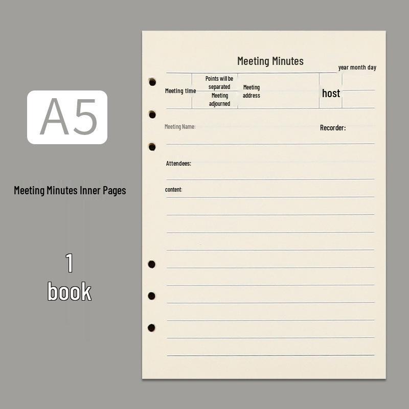 Special Edition Loose-Leaf Meeting Minutes Refill, A5/B5, Thickened 6/9-Hole Paper