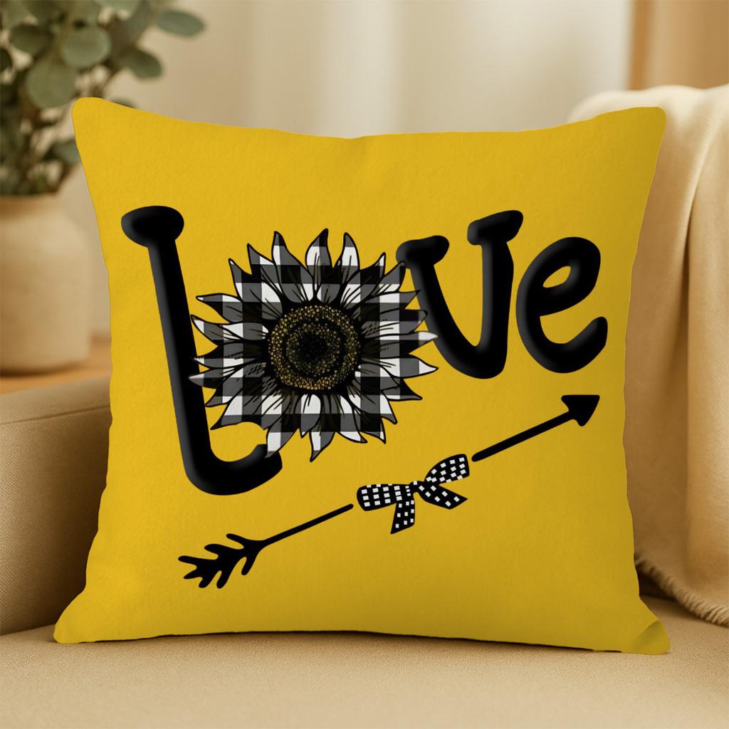 1pc Summer Honey and Bee Pattern Pillow Cover, Machine Washable Zipper Closure - No Core, 18x18 Inches