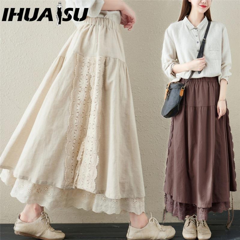 

IHUASU Women s Fashion Casual Summer Spring Skirt M бежевий