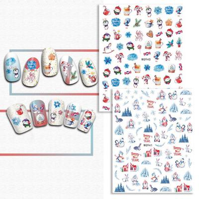 Xmas Nail Sticker Exquisite Pattern Self Adhesive Stunning Visual Effect Vibrant Color Removable Ultra-thin Cute Christmas