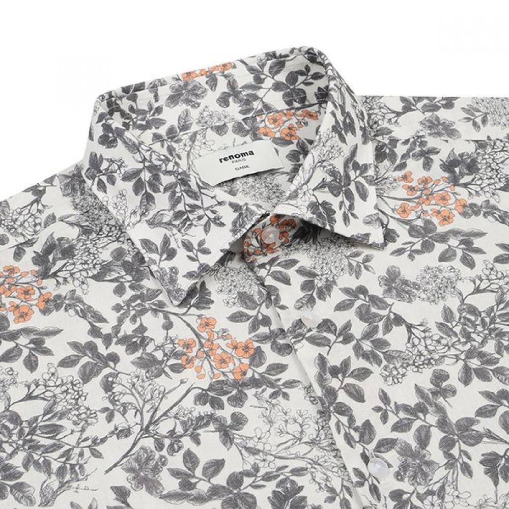 Renoma Regular Fit Vintage Botanical Print Long Sleeve Shirt Rpssg1076 Gy