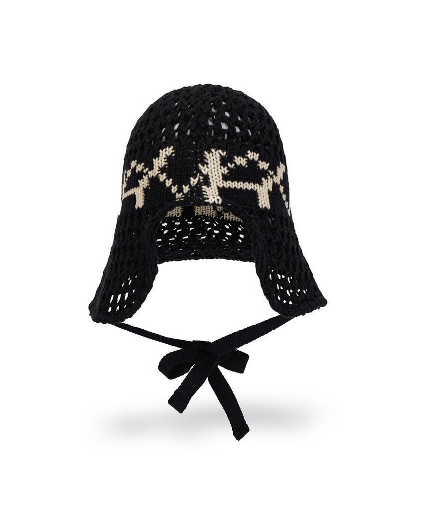 Bajal Va Digital Logo Punching Bonnet Hat Black