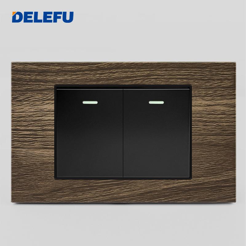 DELEFU Brasilianischer 118er Vintage Aluminium-Holzmaserung Schaltersteckdose mit USB Typ-C Anschluss Netzstecker ist Langlebig.