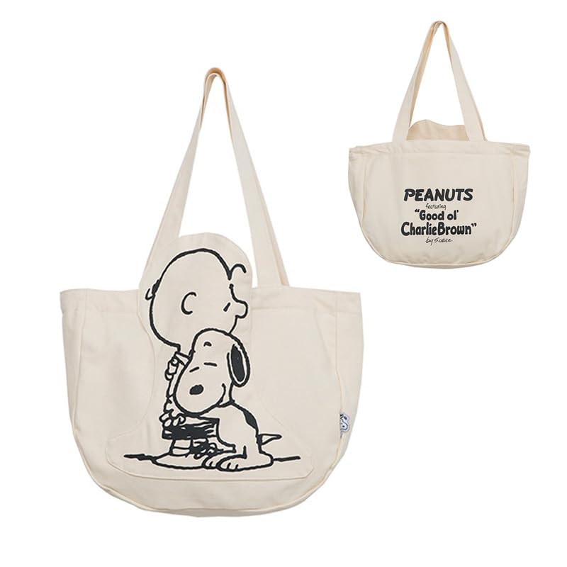 

Snoopy Tote Canvas Large Capacity Tote Casual and Versatile Canvas Yellow [Catwo] Bag, Bag, Cute, Bag, Bag,