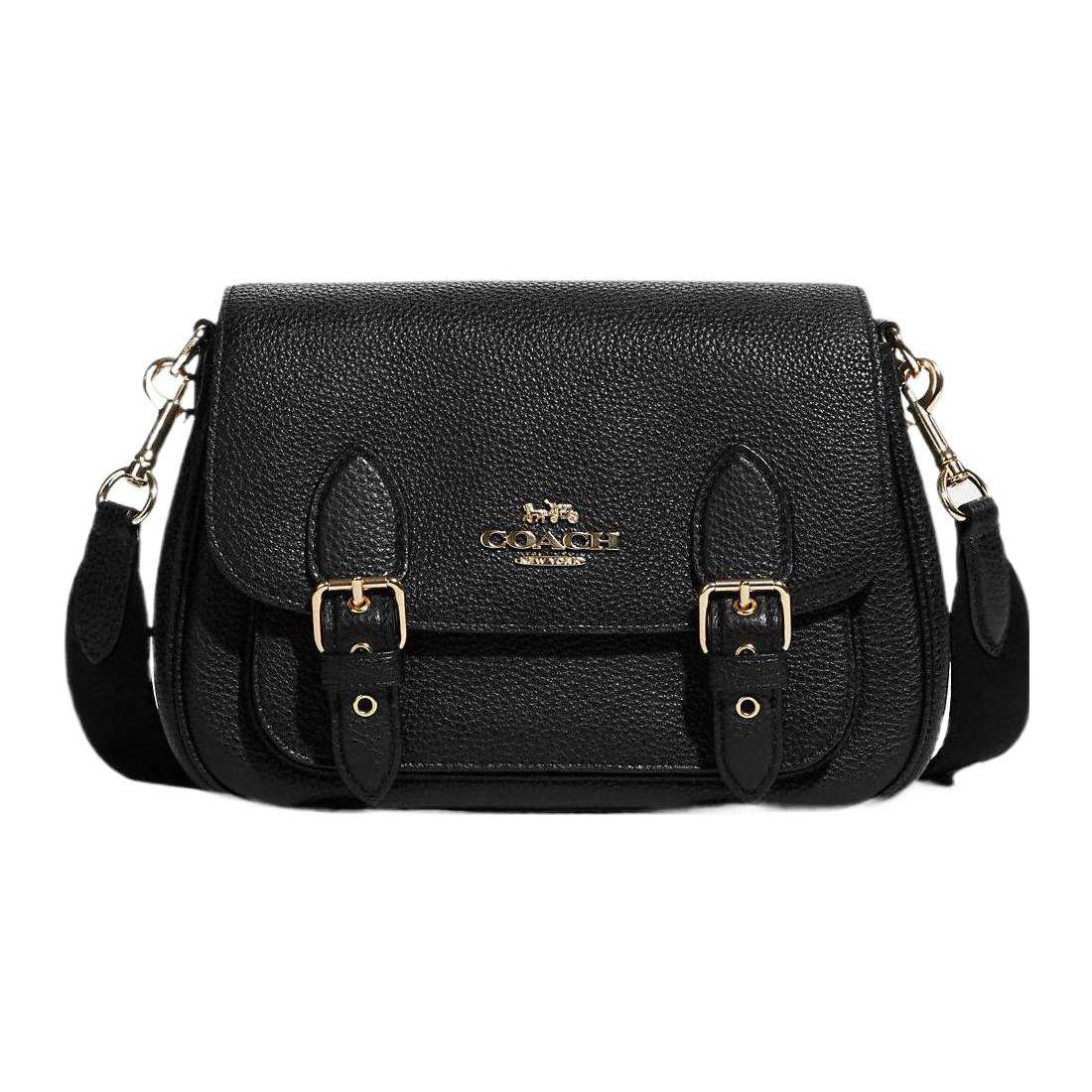 

Coach Lucy 22 Zipper Snap Flap Detachable Shoulder Strap Pebble Leather Shoulder Crossbody Bag Small Women shoulder bags Black C6782-IMBLK Basic Set (Bag+Dust Bag)