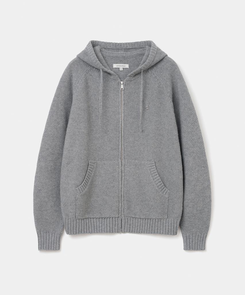 UNIFORM BRIDGE Zip-Up Hooded Knit Melange Gray