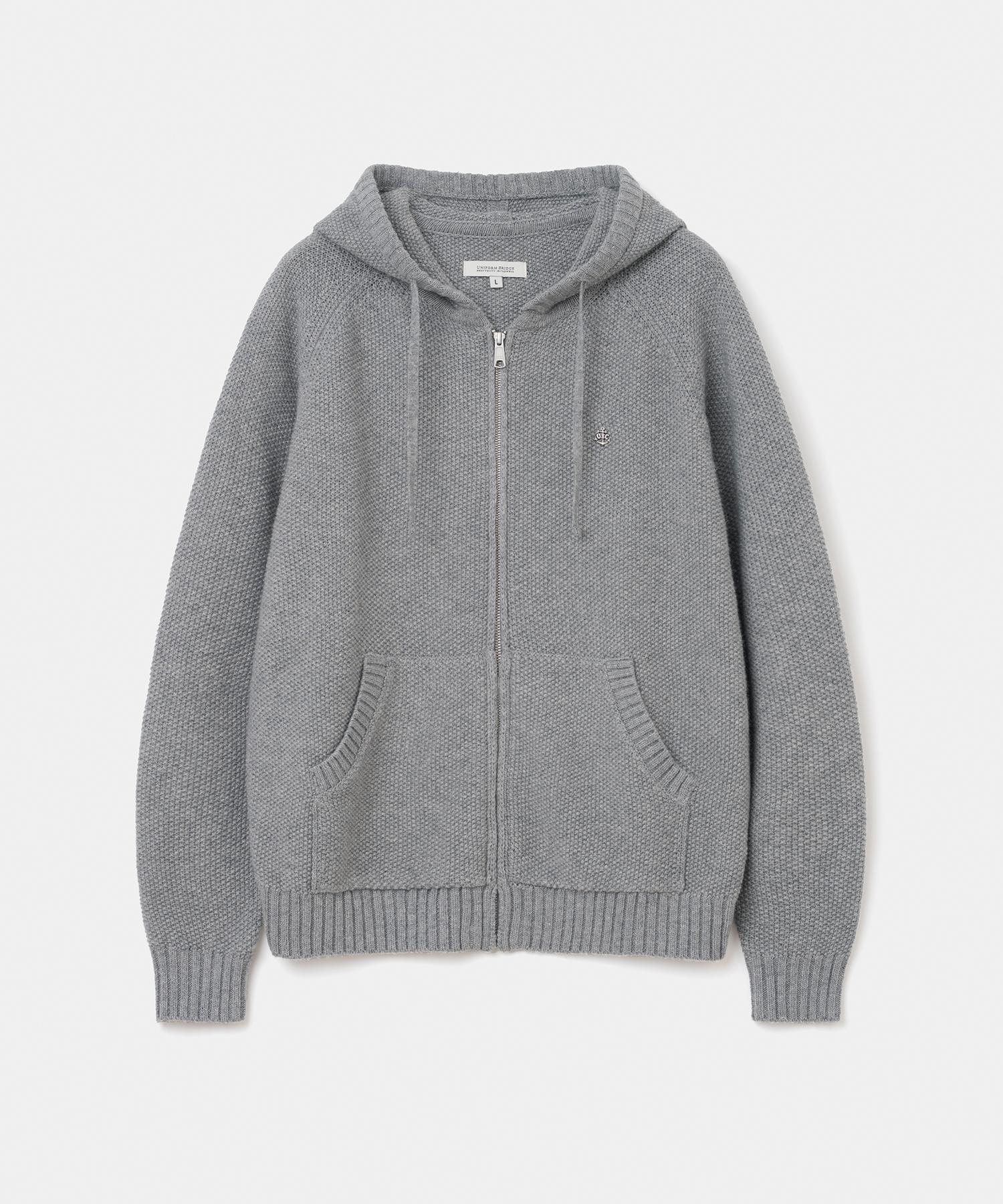 UNIFORM BRIDGE Zip-Up Hooded Knit Melange