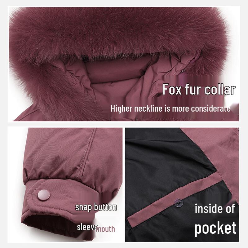 Xuezhongfei Women's Hooded Down Jacket with Large Faux Fur Collar