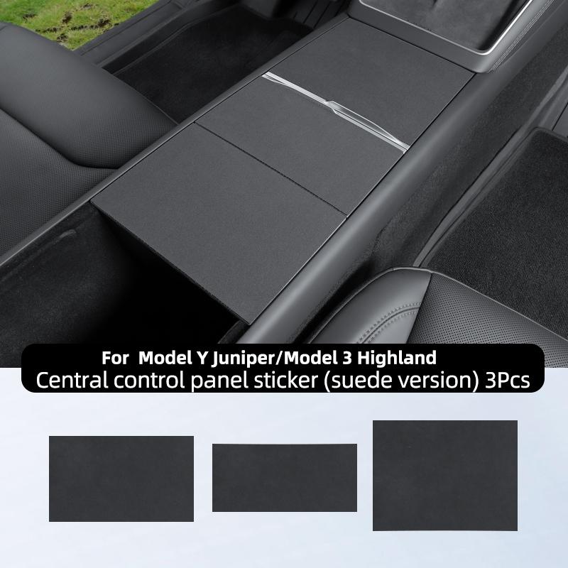 Suede Central Control Panel Sticker for Tesla Model Model Y Juniper Model 3 Highland Console Protector Cover Car Accessories