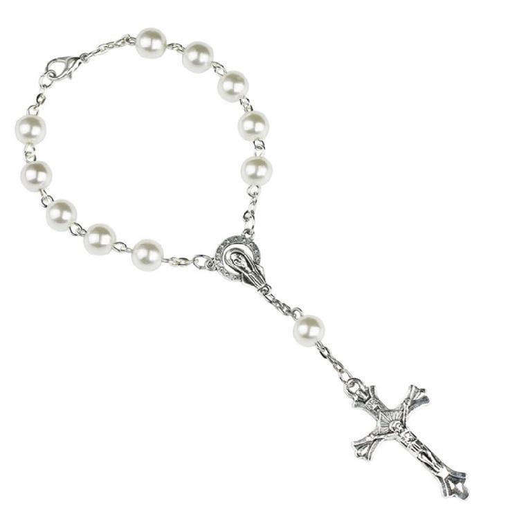 Crucifix Rosary Beads Bracelet Vintage Jesus Christ Crucifix Wristband Gift 2Pi