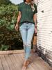 2023 Spring/Summer Women's Solid Twist-Button Short-Sleeve Top