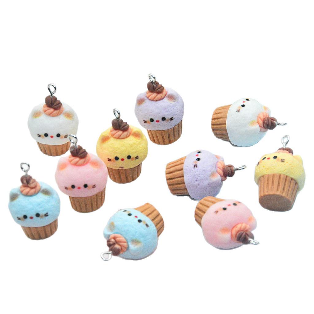Adorable Kitten Cupcake Resin Pendant for DIY Earrings & Keychains