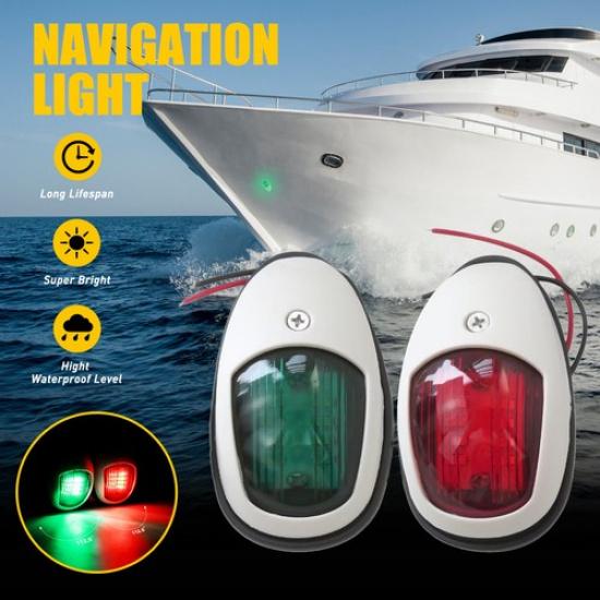 LED Lights Pair for Navigation Marine Boat Bow Yacht Touring Pontoon 12V Cars