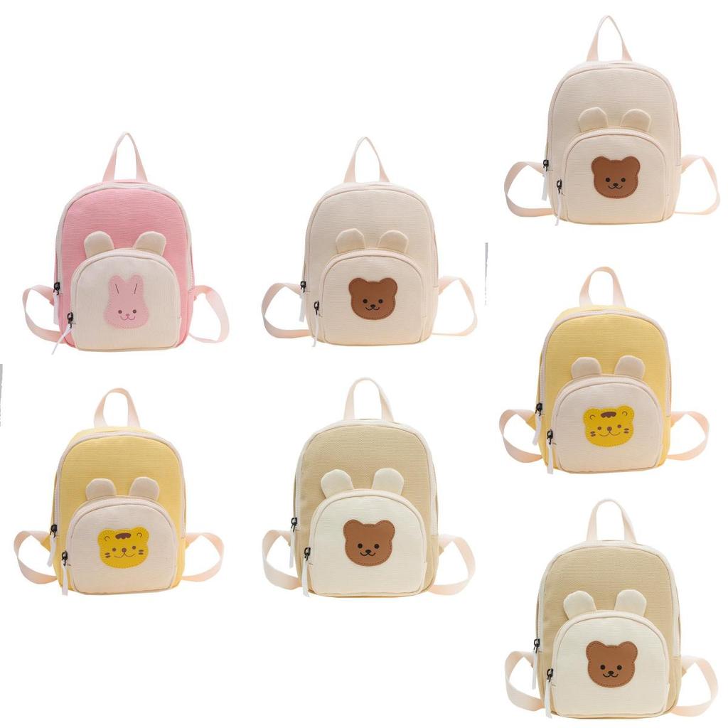 Kids Cartoon Canvas Backpack With Breathable Material For Kindergarten Boys And Girls