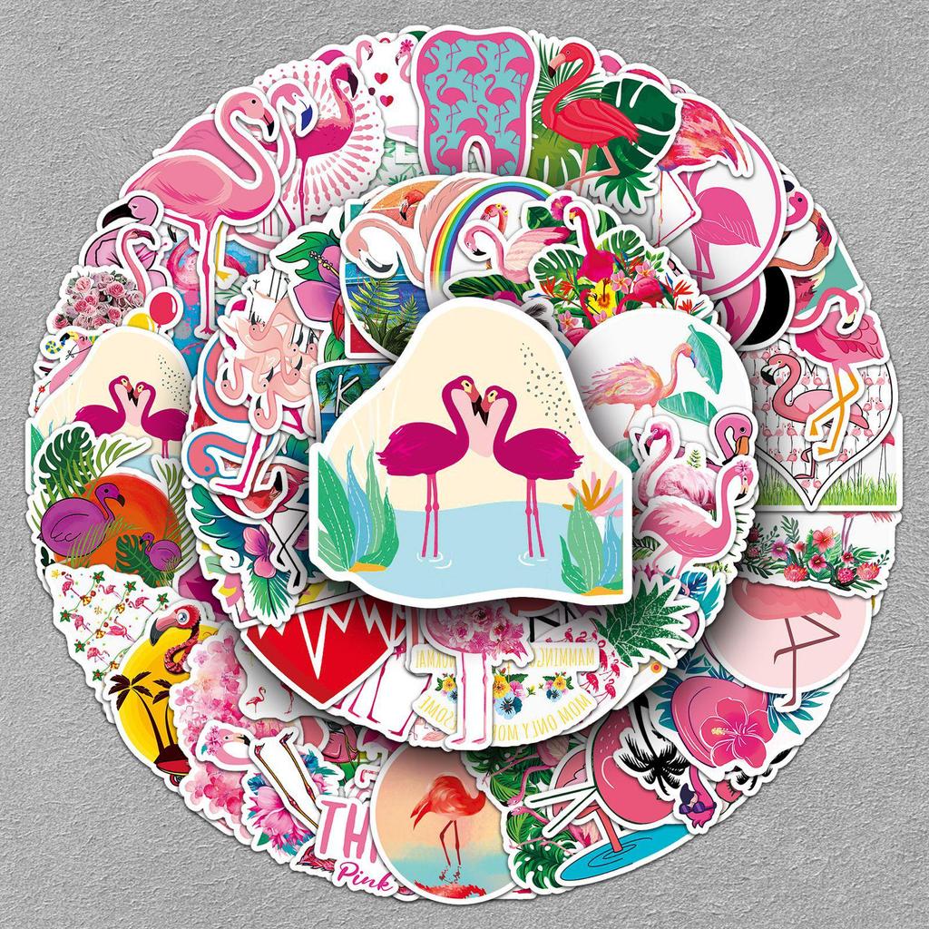 100 Flamingo & Animal Cartoon Stickers for DIY Journals, Notebooks, Suitcases - Cute & Waterproof Decoration