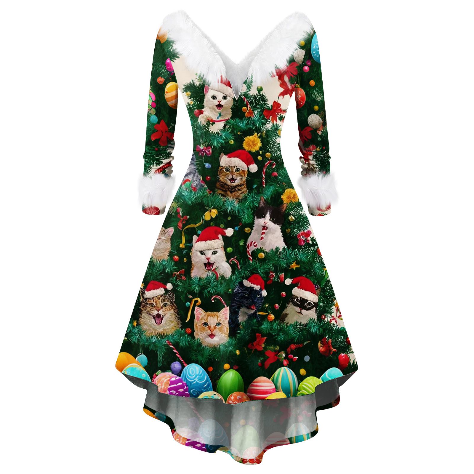 

Женское модное платье с V-образным вырезом, повседневное и облегающее, с рождественским принтом, с длинным рукавом XXXXXL жёлтый