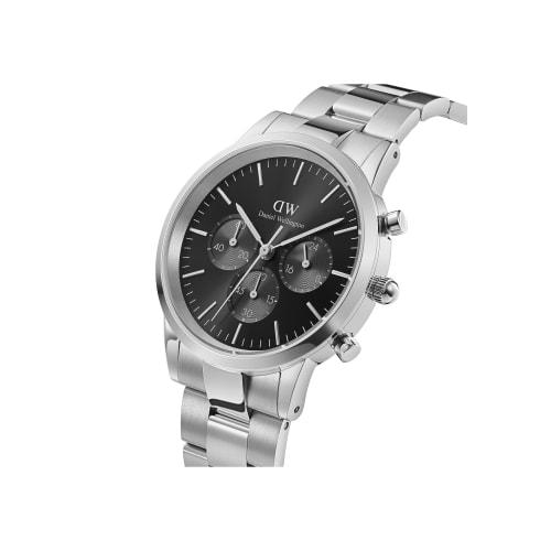 [Official Shop/2-Year Warranty/] Daniel Wellington Iconic Chronograph 42 Link S Black Sunray Men's Watch, Mechanical Automatic, Luxury Watch, Gift