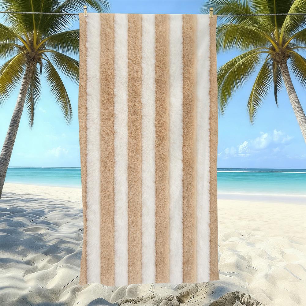 Populaire gestreepte bedrukte strandlaken Sneldrogend Zandvrij Volwassen Zwem Bad Handdoek Microvezel Handdoek