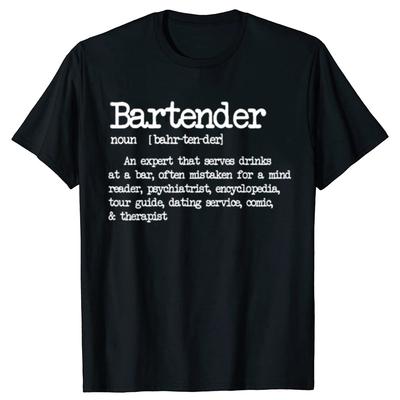 Bartender Definition Funny Cocktail Bar Mixologist Graphic Tshirt Men Fashion Casual Tshirt 100 Cotton Loose Oversized T Shirt