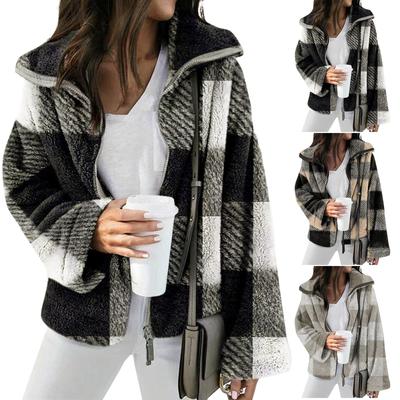 Women's Fashion Casual Double-sided Plush Plaid Jacket