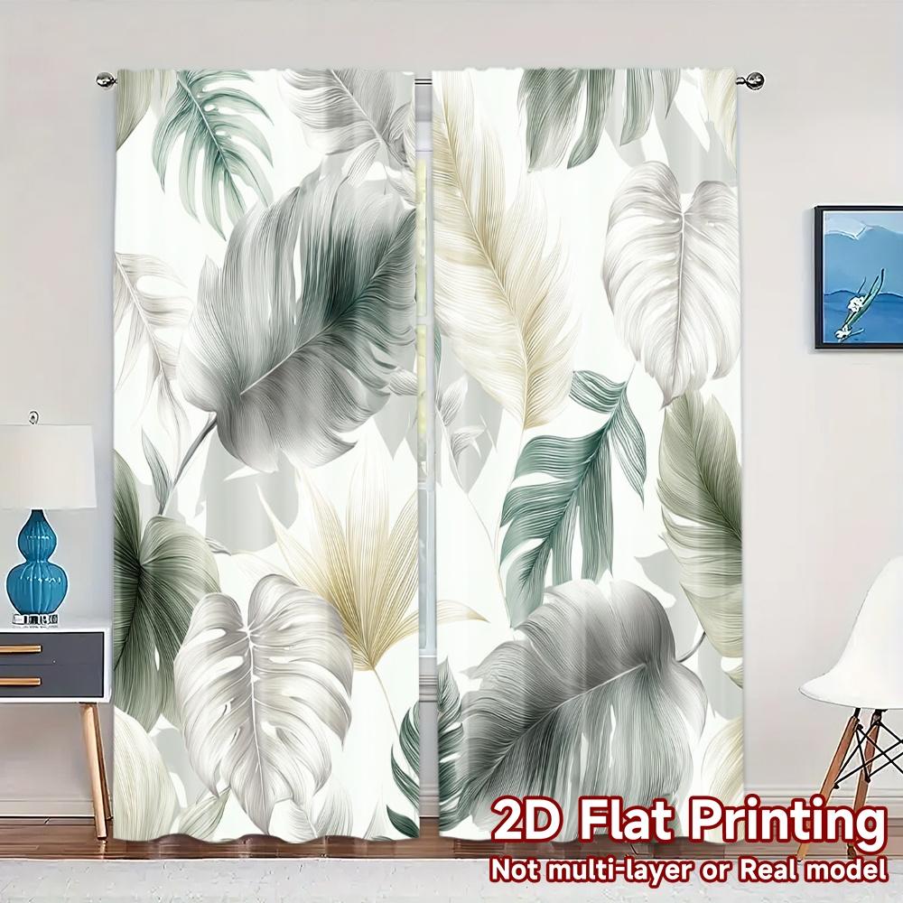 

2pcs 2D FLAT PRINTING Curtains (Without Rod) Tropical Elegance(1) Modern Curtain Modern Versatile 100% Polyester Curtains 100*130 HOOK 1pcs