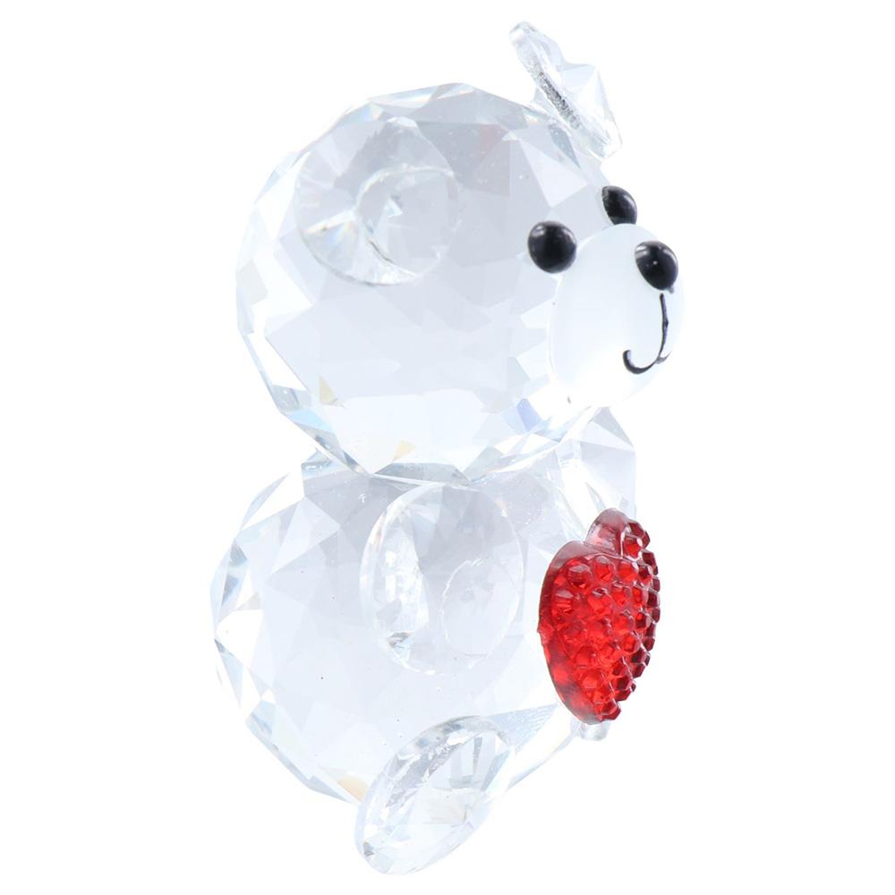 Red and Transparent Crystal Baby Bear Figurine Collection Bear Pretty Glass Ornament  Home