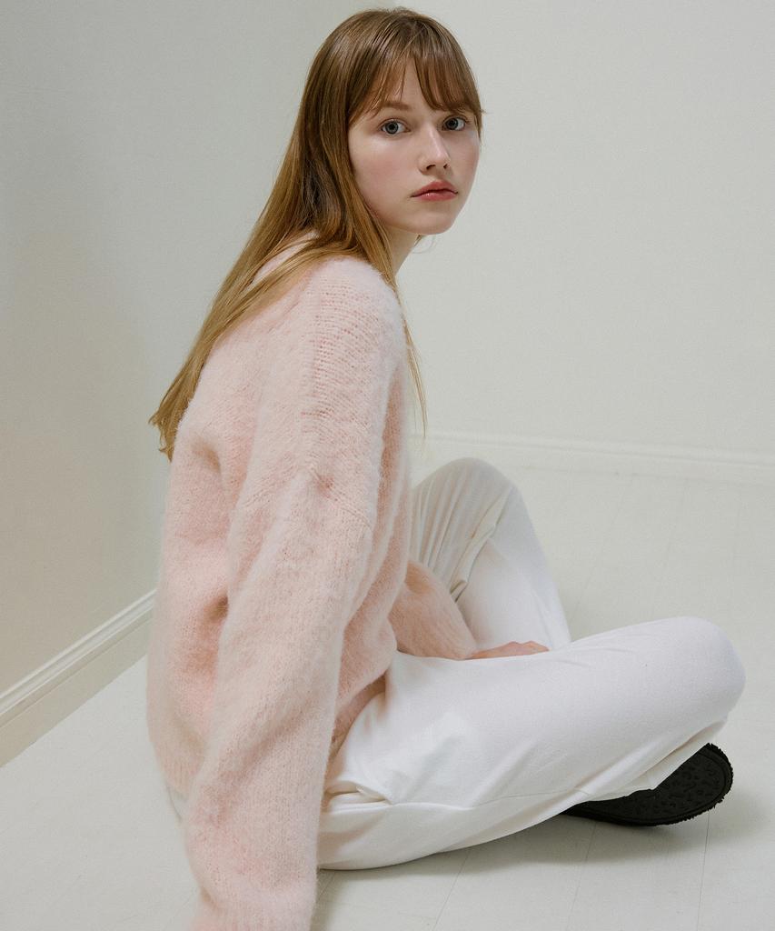 LETTERA Alpaca Wool V-Neck Knit_2Color