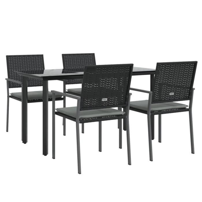 VidaXL Ensemble à manger de jardin 5 pcs coussins résine tressée acier 3187021