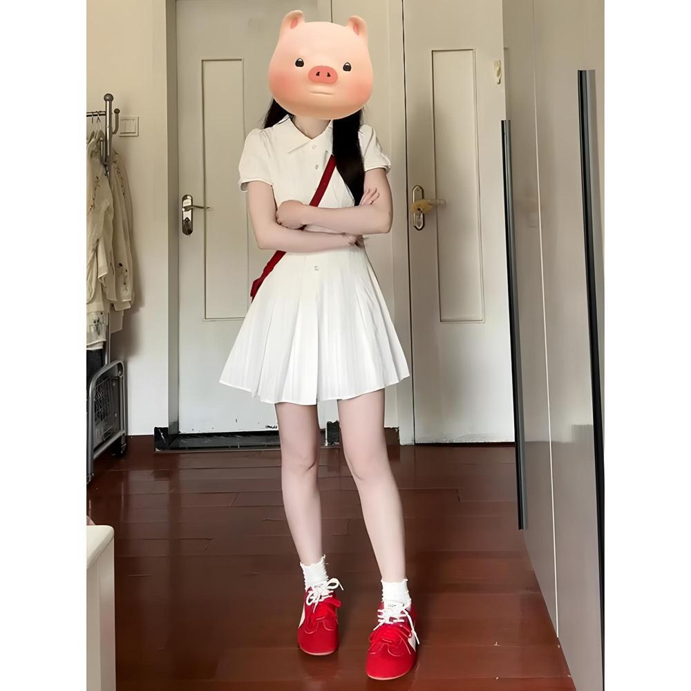 White Dress Children's Summer Casual New Unique Beautiful Shirt Skirt Small Short Skirt College Style