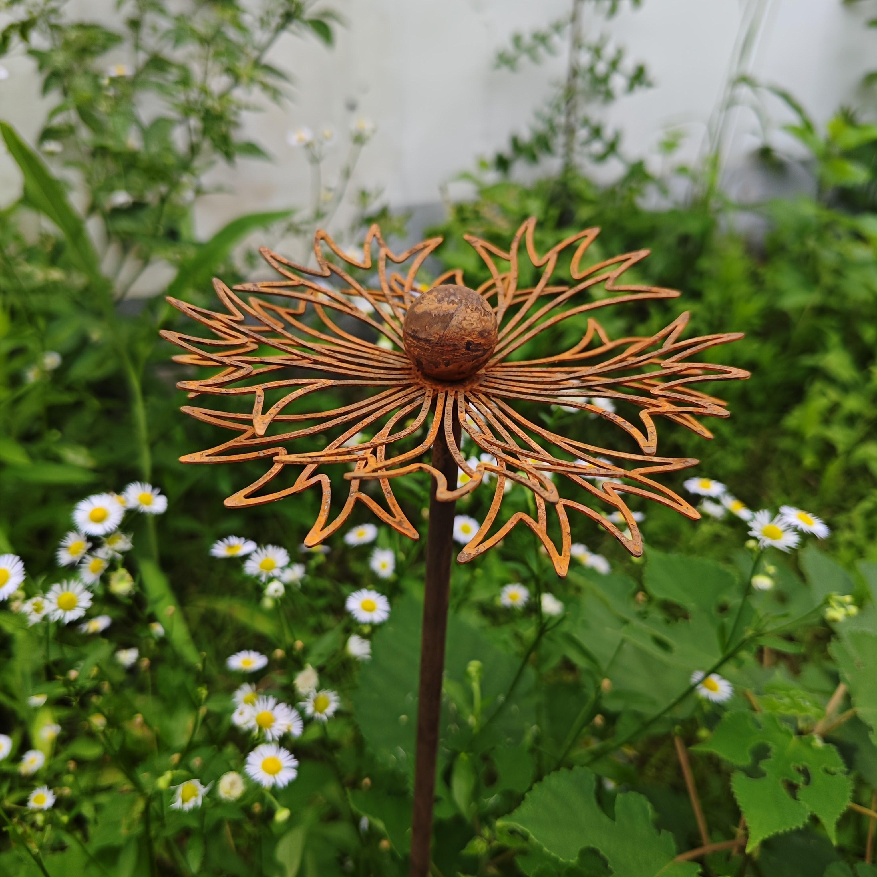 

1 шт. Металлическая скульптура - Потертый железный цветок люпина | Естественный вид, Садовый арт-объект, Уличное праздничное украшение, Садовый декор ржавый