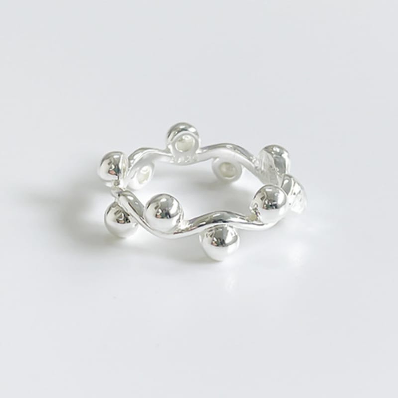 SOSOO 925 Silver Dot Wave Ring